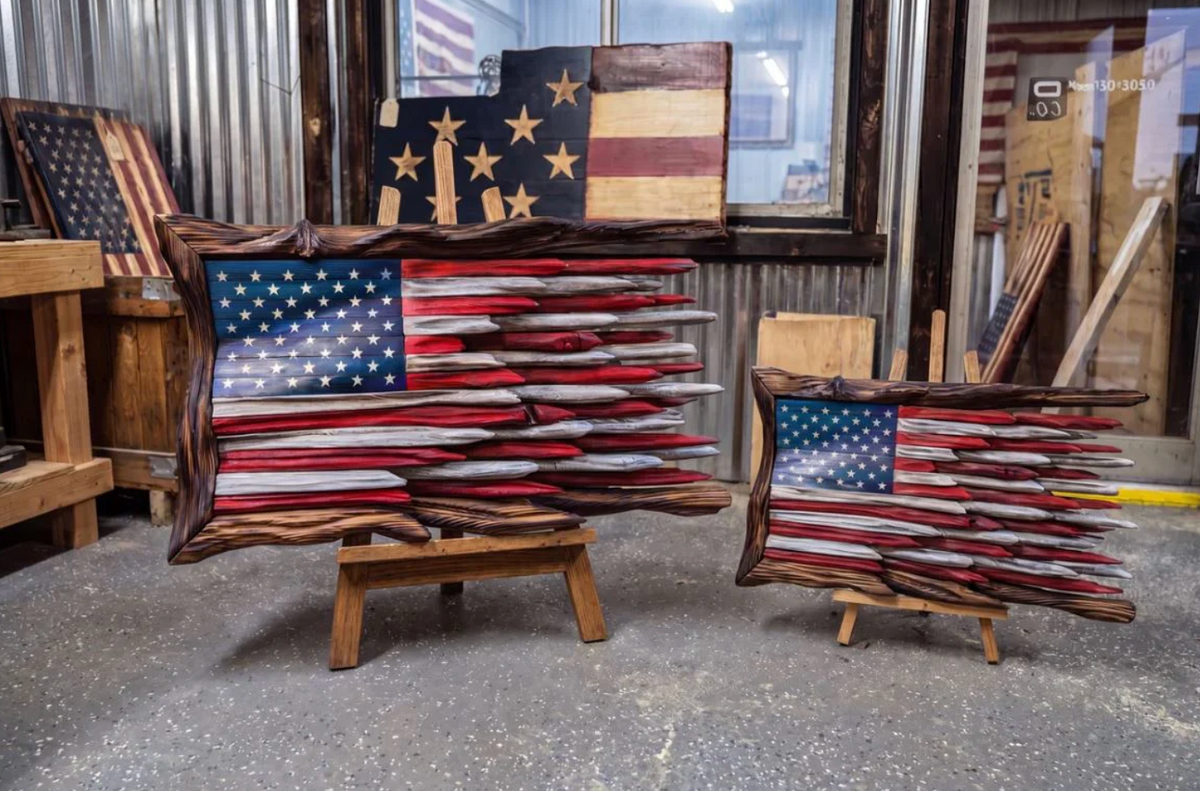 Handmade wooden American flag